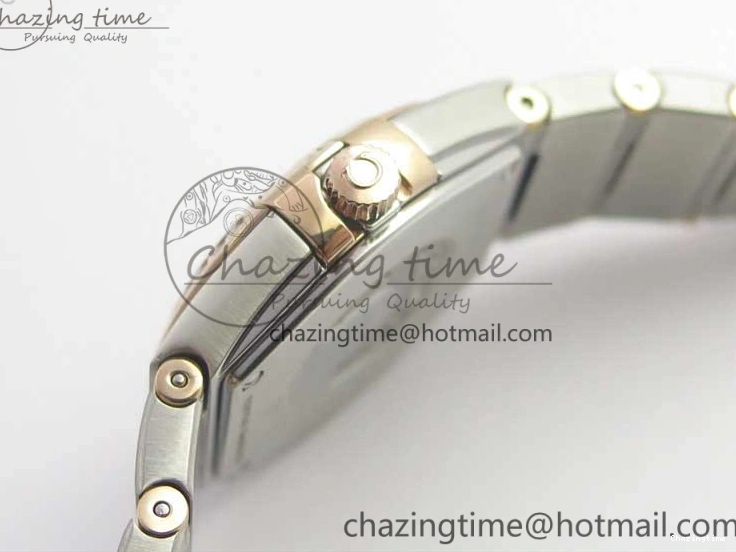 0212 NewStyle Constellation Ladies 27mm ZF 1:1 Best Edition SS RG White MOP Dial Diamonds Bezel & Markers on SS RG Bracelet ETA Quartz 7943